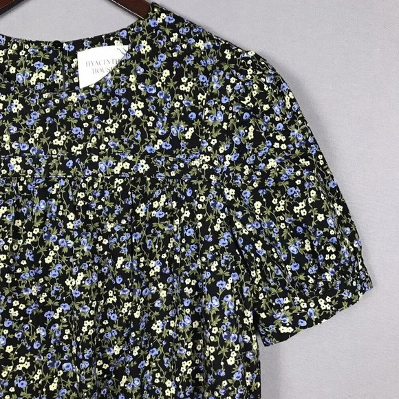 Tuckernuck Hyacinth House Quinn Dress Size XS Black Floral Short Sleeve Tiered - Picture 6 of 16